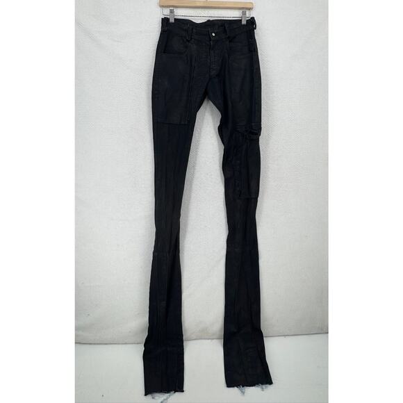 Artistwears Mens Black Metallic Shiny Lightweight Skinny Leg Cargo Pants Sz 28